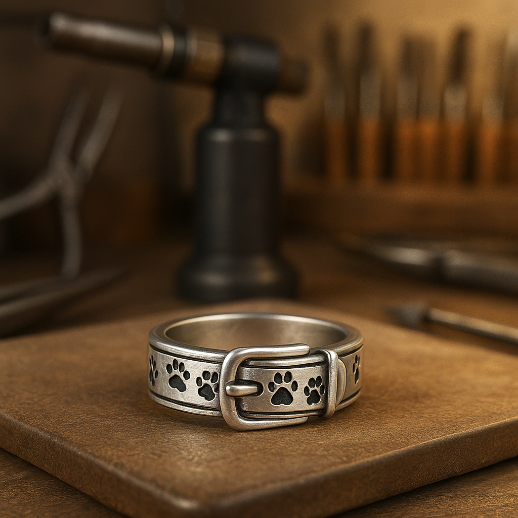 Kitsu – Anillo Collar Huellas de Cachorro