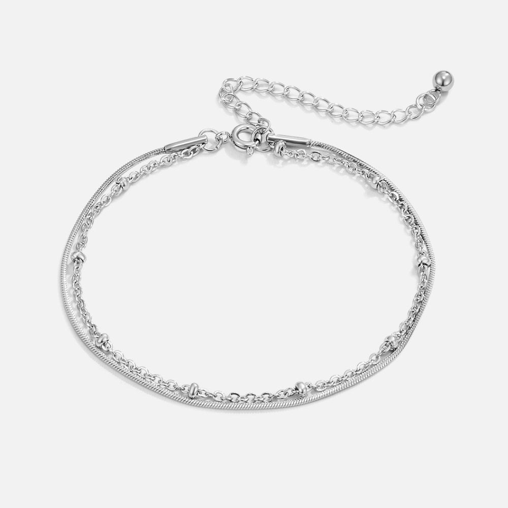 Pia – Pulsera Plateada en Capas