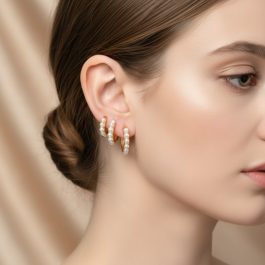 Camila – Pendientes de Perlas con Chapado Electrolítico