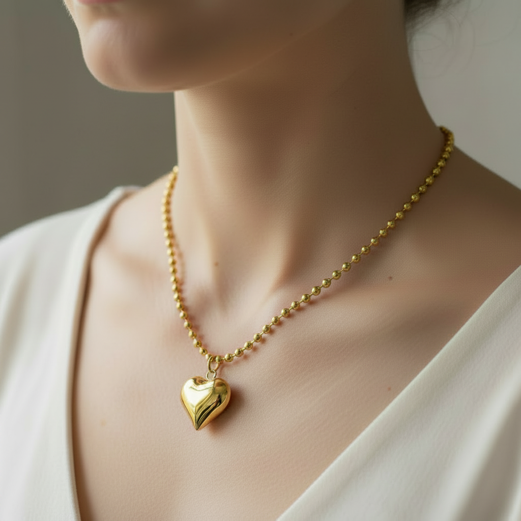 Amelia – Collar Corazón Dorado Elegante