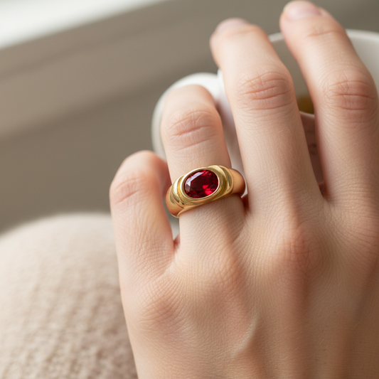 Alina – Anillo de Zircones Multicolores Baño de Oro