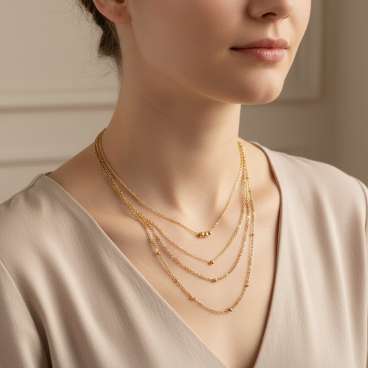 Alina – Collar Dorado de Tres Capas