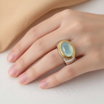 Gabi – Anillo Vintage con Piedra de Luna Verde