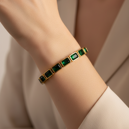 Eloisa – Pulsera de Zirconia Dorada Elegante