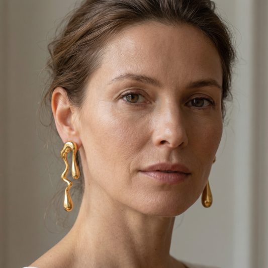 Gina – Pendientes Irregulares con Acabado Dorado