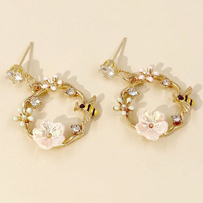 Pendientes de Mujer con Diseño de Corona de Flores (Par)