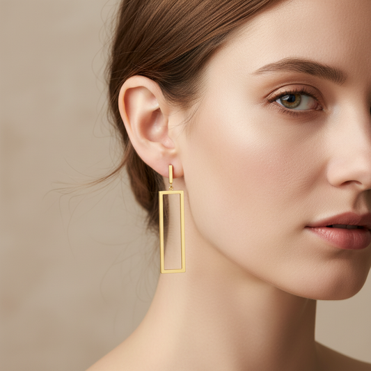 Carla – Pendientes Rectangulares Huecos Elegantes