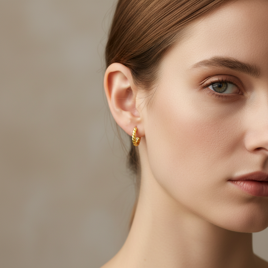 Manon – Pendientes Mini Aros Cuerda en Oro