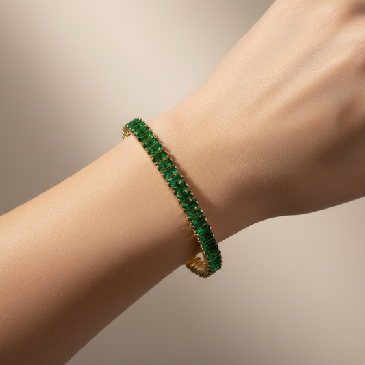 Shane – Pulsera Deslizante con Circonita Verde Brillante