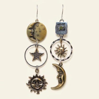 Damas Sol y Luna Pendientes en Diseño Mismatch (Par)