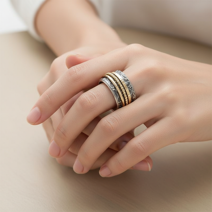 Alodia – Anillo Vintage Oro & Plata Antiguo