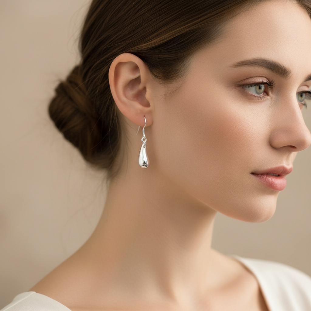 Kelly – Pendientes Gota Plateada Elegantes