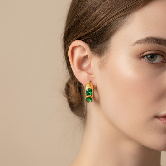 Valeria – Pendientes Aro Esmeralda Elegantes