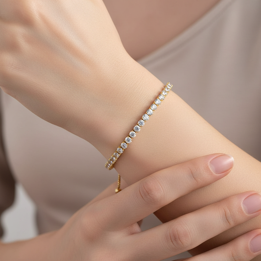 Alina – Pulsera Tennis Dorada con Zirconias