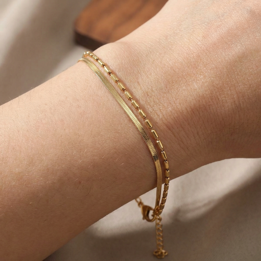 Elise – Pulsera Doble Cadena Estilo Minimalista