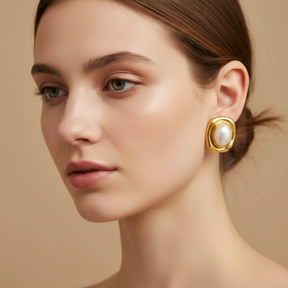 Alessia – Pendientes Vintage Acero Titanio Marrón