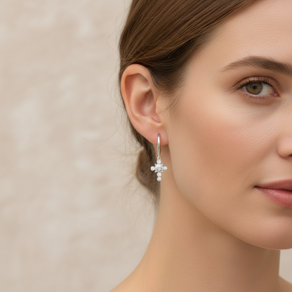 Yasmine – Pendientes Cruz Plata 925 Chic