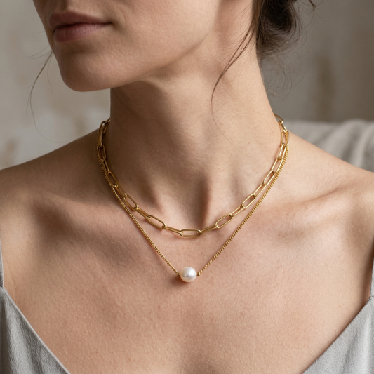 Amanda – Collar Doble Perla con Estilo Elegante