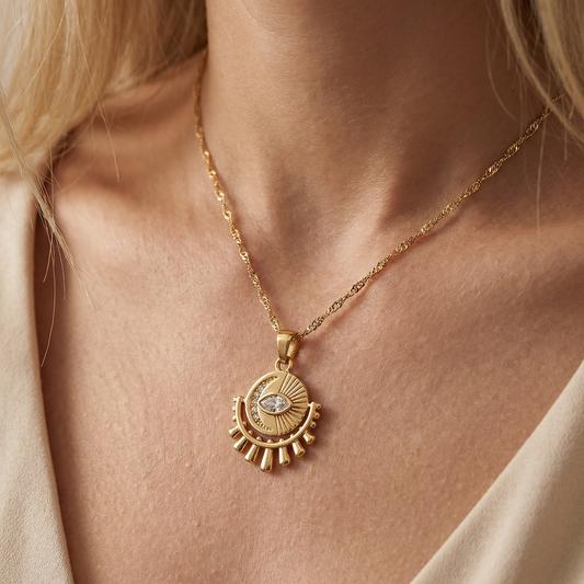 Atasha – Collar Ojo Ovalado con Zirconia Elegante
