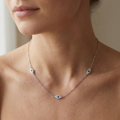 Lara – Collar Ojo Protector con Circonia Azul