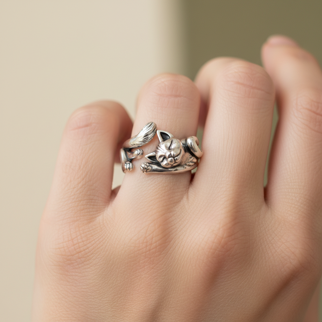 Sakura - Anillo de Plata con Gato