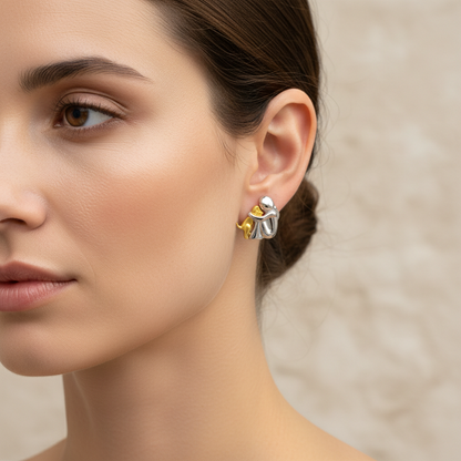 Yumi – Pendientes Bicolores de Plata y Oro