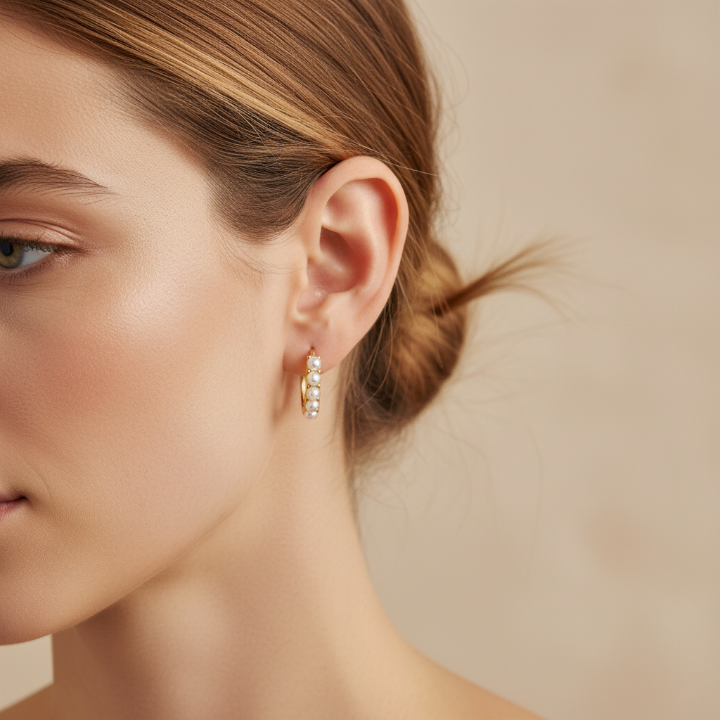 Camila – Pendientes de Perlas con Chapado Electrolítico