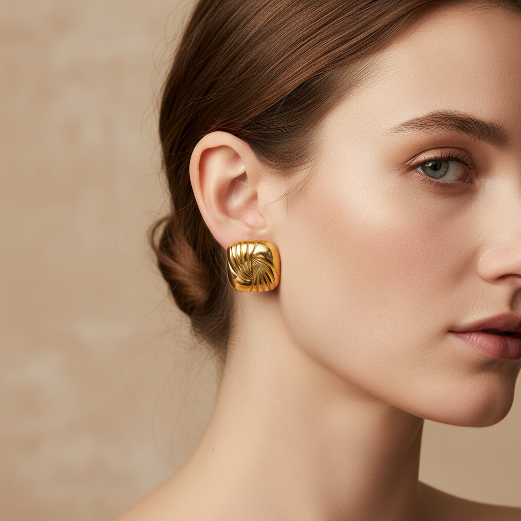 Kaia – Pendientes Geométricos Acero Titanio
