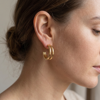 Yumi – Pendientes Doble Capa de Acero Elegantes