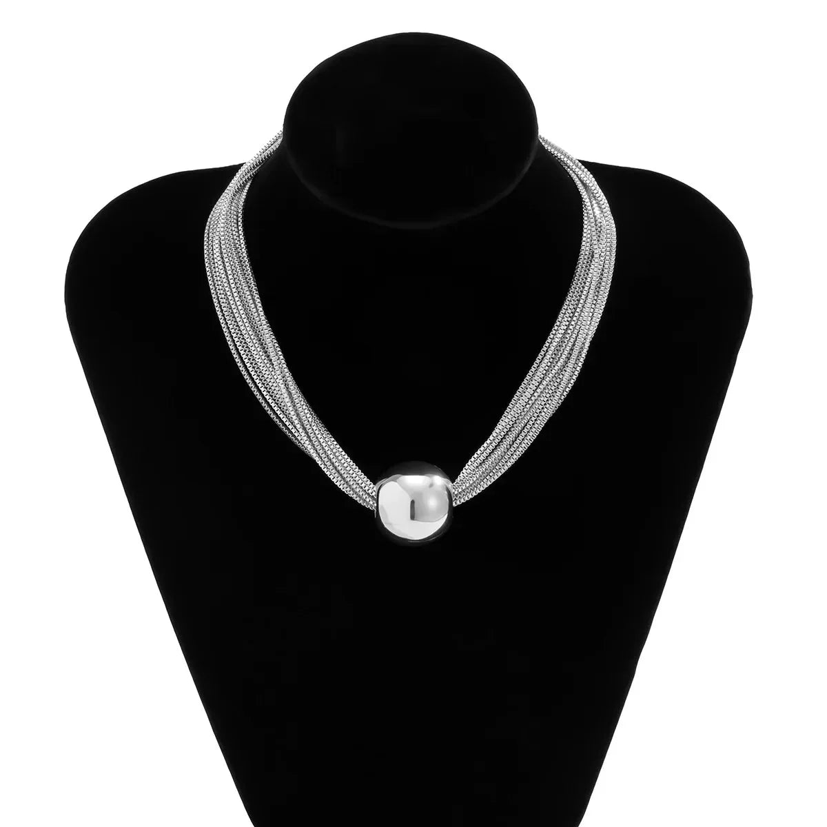 Conjunto de collar y pulsera de 2 piezas para mujeres con diseño de cadena multicapa y detalle de bola