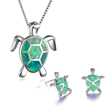 Tricia – Parure Tortuga en Plata & Ópalo