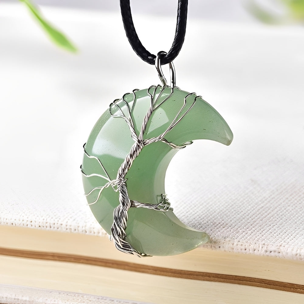Collar de dama con árbol de vida y colgante de luna