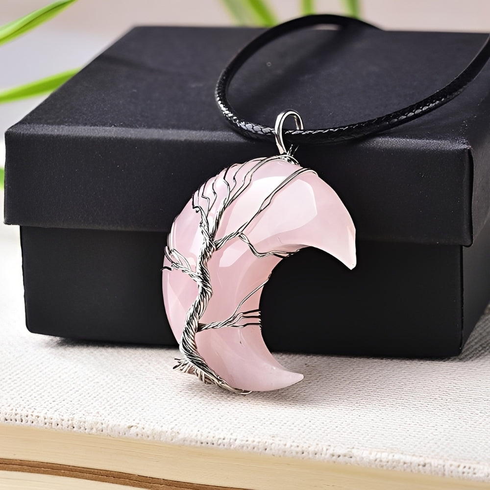 Collar de dama con árbol de vida y colgante de luna