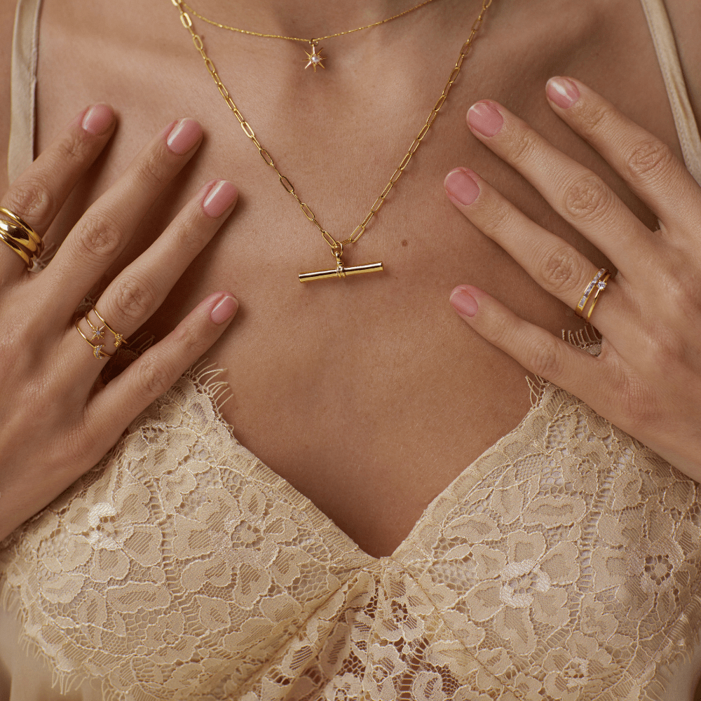 Anillo Abierto de Mujer con Motivo de Estrella y Luna y Acentos de Cristal