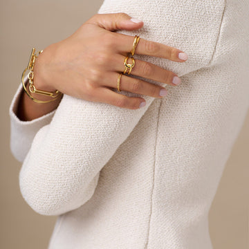 Damas Anillo Abierto Ajustable con Diseño de Banda Interconectada