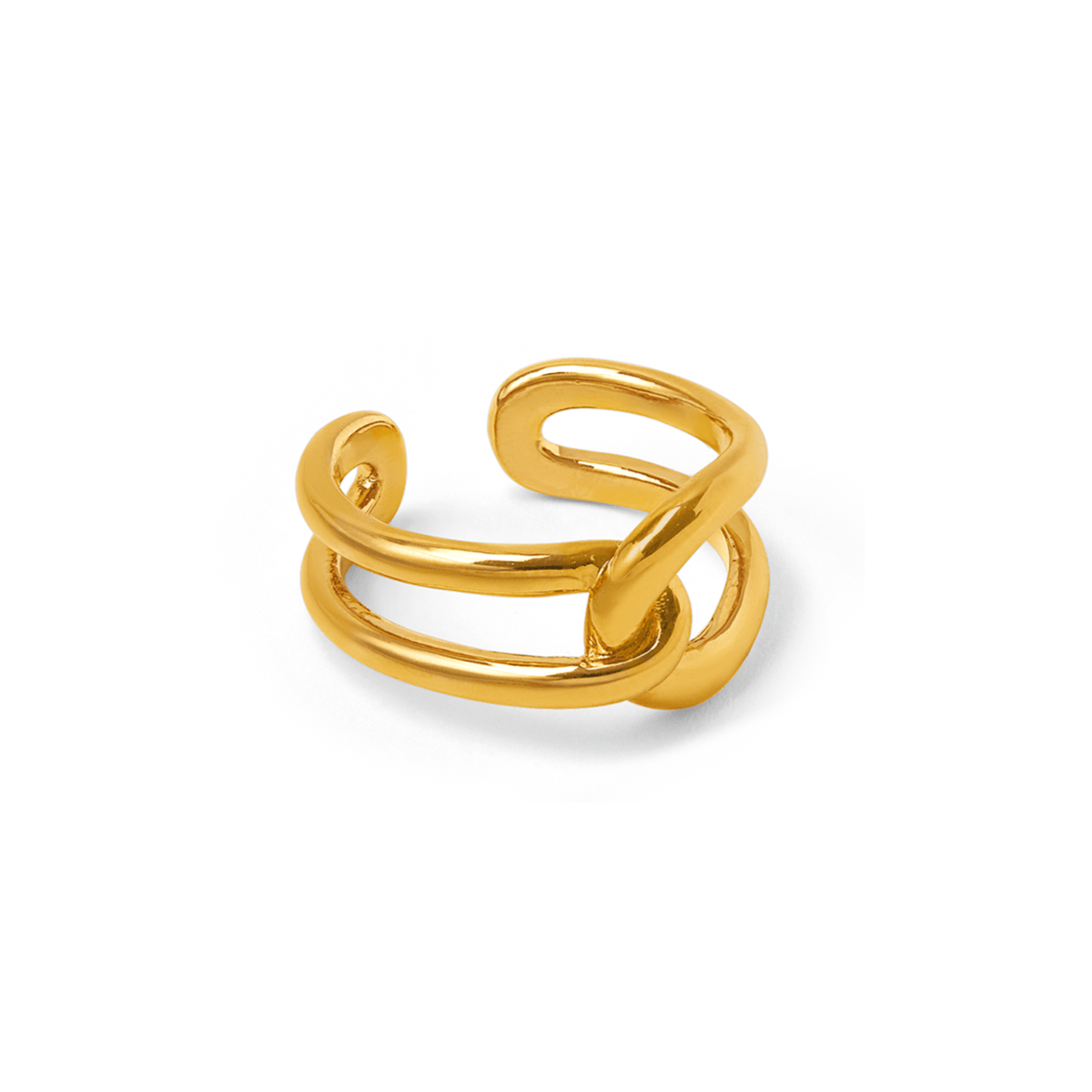 Damas Anillo Abierto Ajustable con Diseño de Banda Interconectada