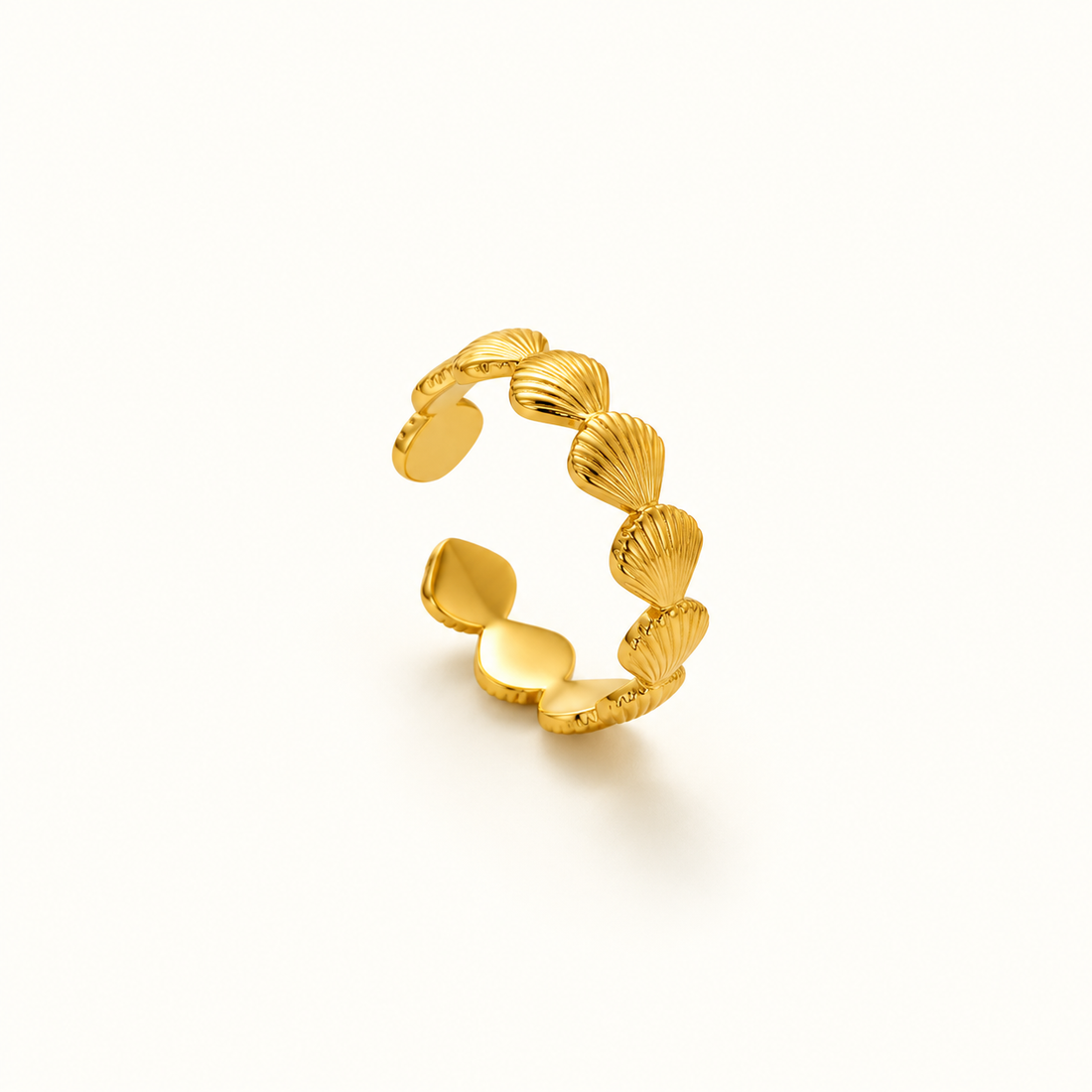 Anillo de Flores Ajustable para Damas con Cinta de Flor Ribeteada y Forma Abierta