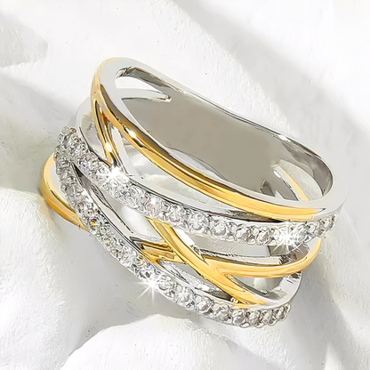 Auriane – Anillo Superpuesto Oro & Plata