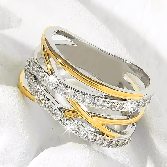 Auriane – Anillo Superpuesto Oro & Plata