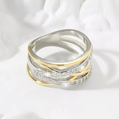 Auriane – Anillo Superpuesto Oro & Plata