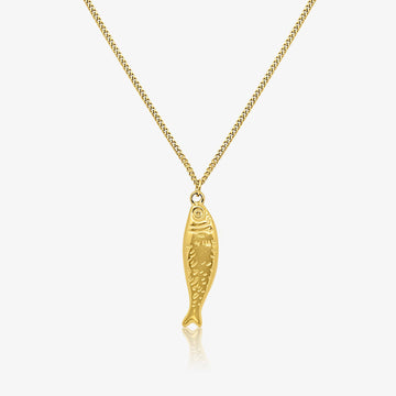 Collar Colgante de Mujer con Motivo de Pez y Superficie Texturizada