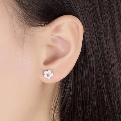 Holly - Pendientes de Flor de Cerezo en Plata