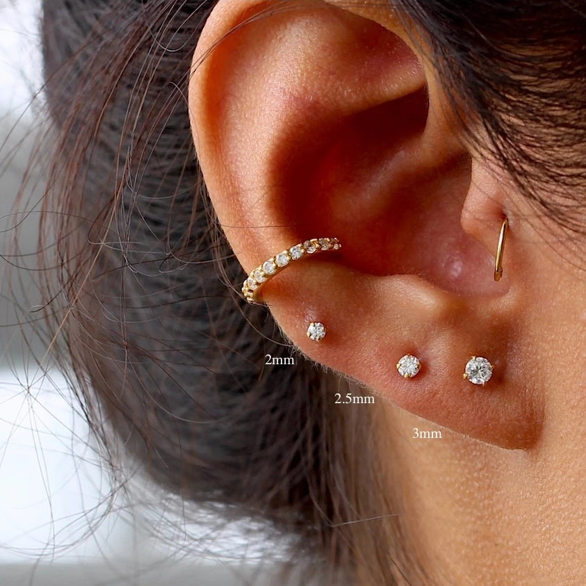 Sloane - Mini Pendientes Brillantes 2mm