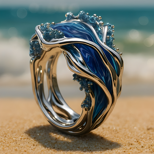 Bailey – Anillo Olas Océano Dorado Vintage