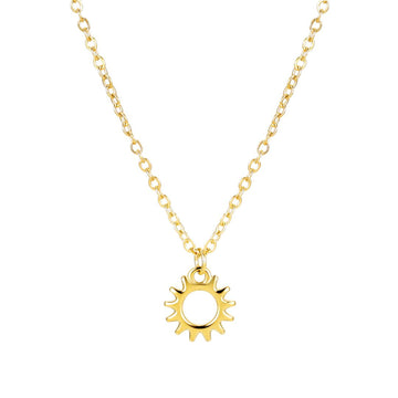 Collar con Colgante de Sol para Mujeres con Diseño Redondo Abierto y Borde de Rayos