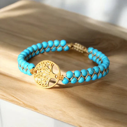 Nahla – Pulsera Árbol de la Vida en Piedra Turquesa Hecho a Mano