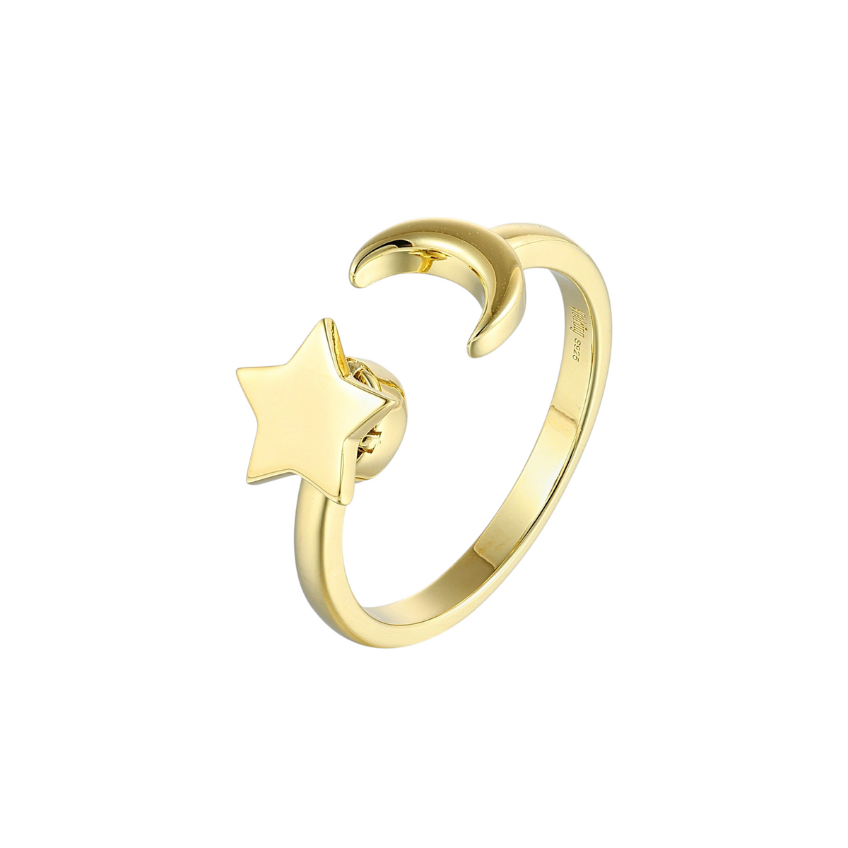 Dama Anillo Ajustable con Motivo de Luna y Estrella