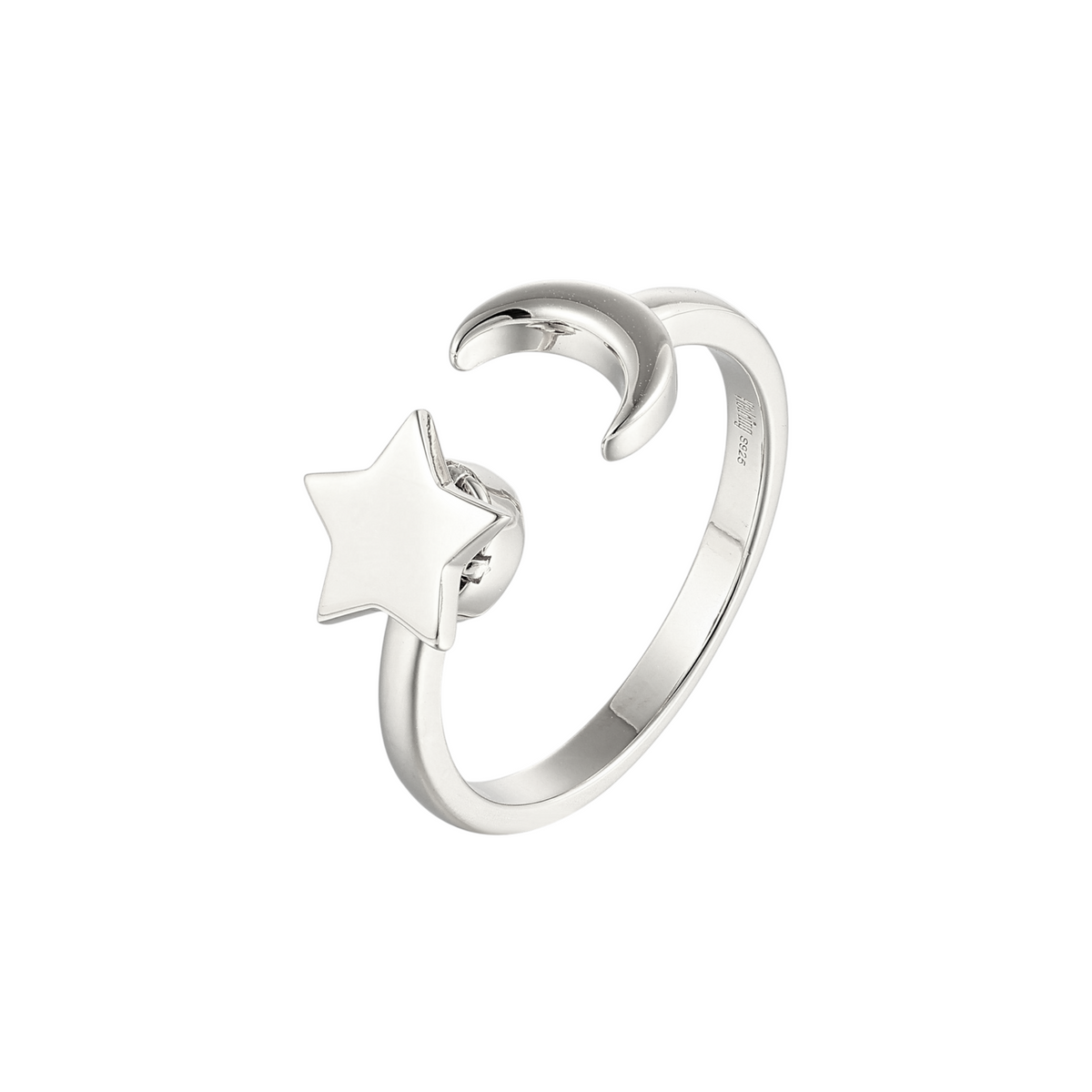 Dama Anillo Ajustable con Motivo de Luna y Estrella