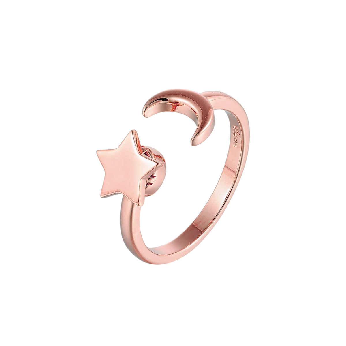 Dama Anillo Ajustable con Motivo de Luna y Estrella
