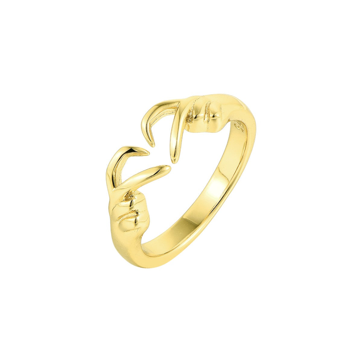 Anillo Ajustable de Mujer con Manos Abrazadoras y Diseño Abierto